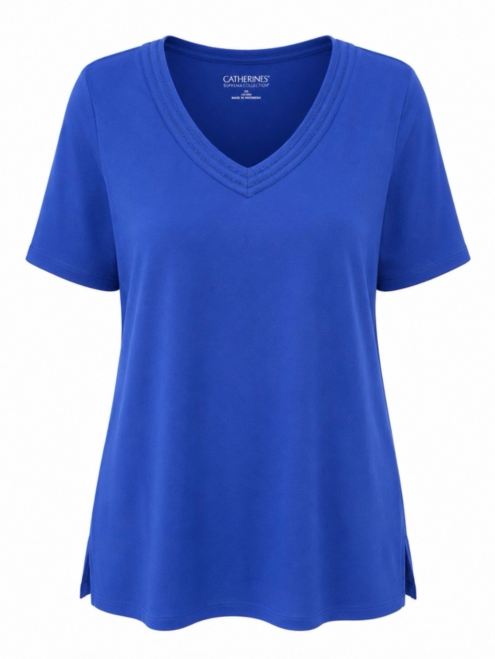 Catherines Blue V-Neck Short Sleeve Tee